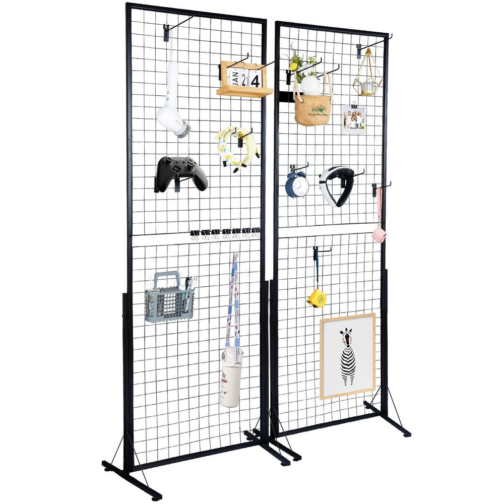 2'x5.6' Grid Wall Panels Tower, 2-Pack Wire Gridwall Display with T-Bar Base