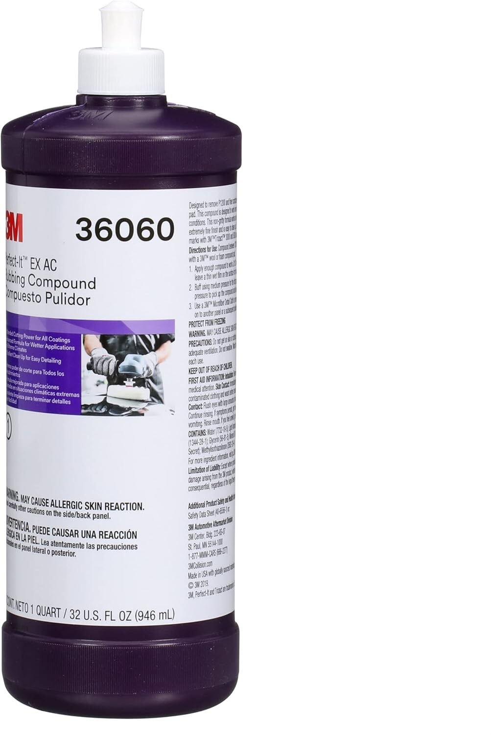 3M 36060 Perfect-It EX AC Rubbing Compound, High Performing, 1 Quart (32 fl oz)