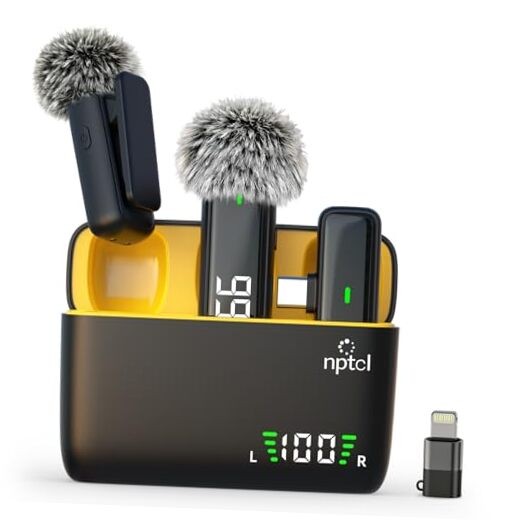 Wireless Lavalier Microphone for 01 USB C for All iPhone and Android Black