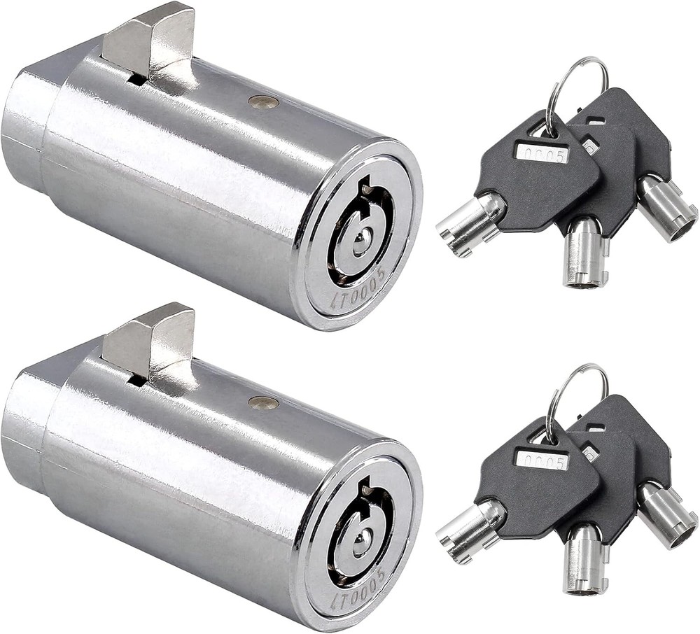 2 Set Vending Machine Lock and Key (Keyed Alike), High Security Black, Silver