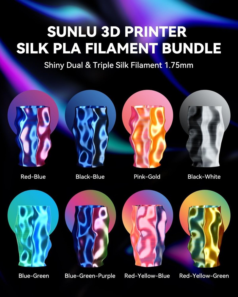 SUNLU Silk PLA Filament Bundle Multicolor 2kg