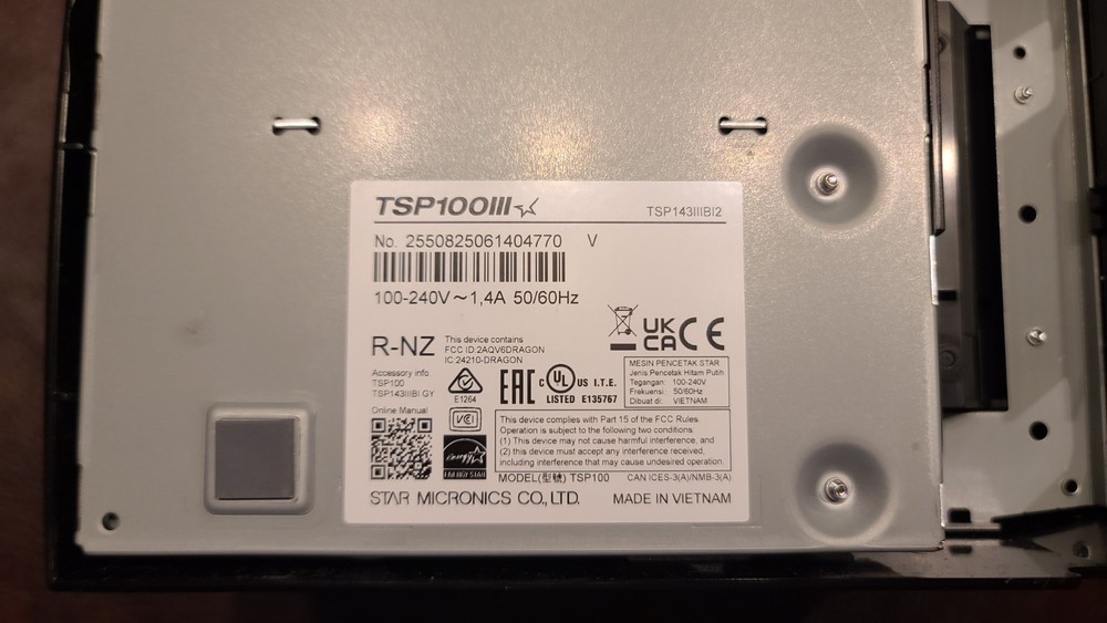 Star Micronics Bluetooth Thermal Receipt Printer TSP143IIIBI2