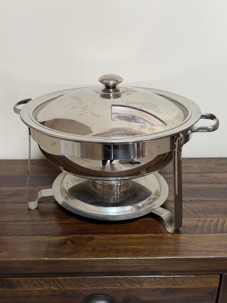 Round Chafing Dish Buffet Warmer With Lid Insert Dish Preowned