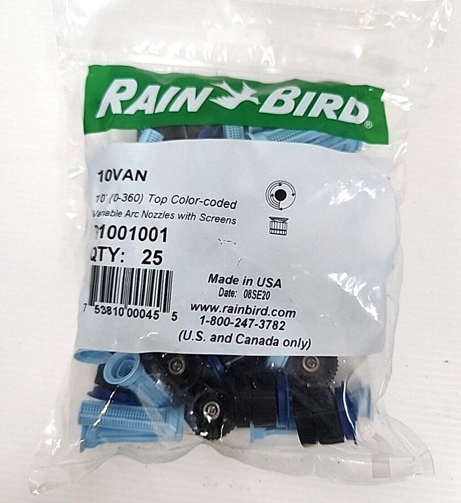 25 Sets Rain Bird 10VAN Variable Arc Nozzles with Screen - 0-360 Degrees Arc