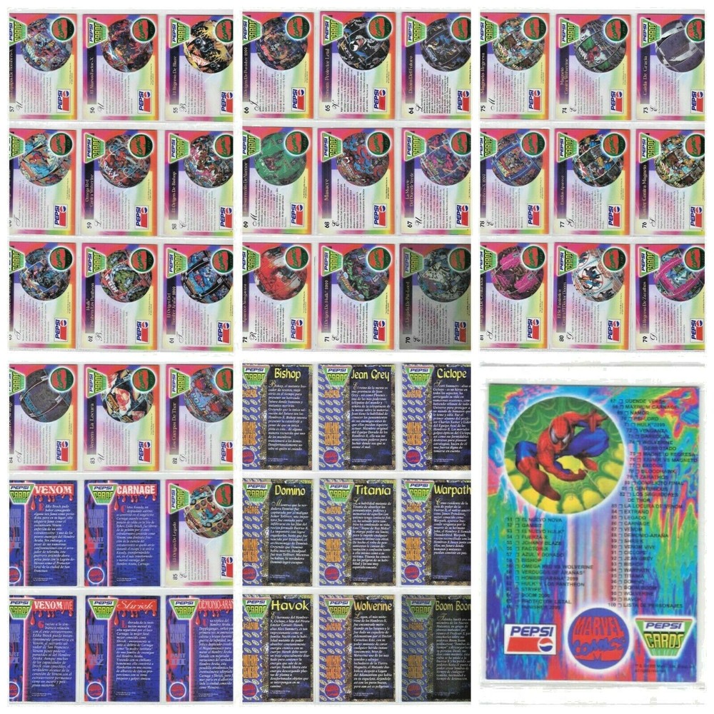 1995 Marvel Pepsicards Binder + Full Set Basic + Specials + Holograms Reprint #1