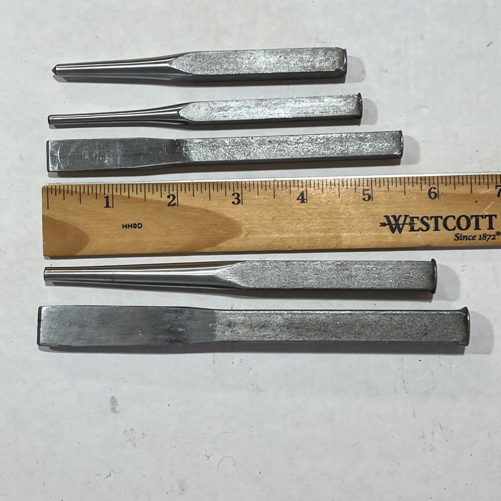 Vintage Craftsman 5pc Punch & Chisel Set with holder