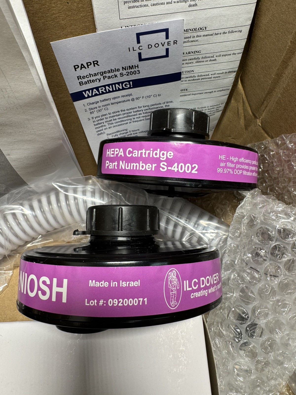 ILC DOVER Sentinel SXL-HPEZR1 PAPR System Bio Hood Battery Blower Charger Filter