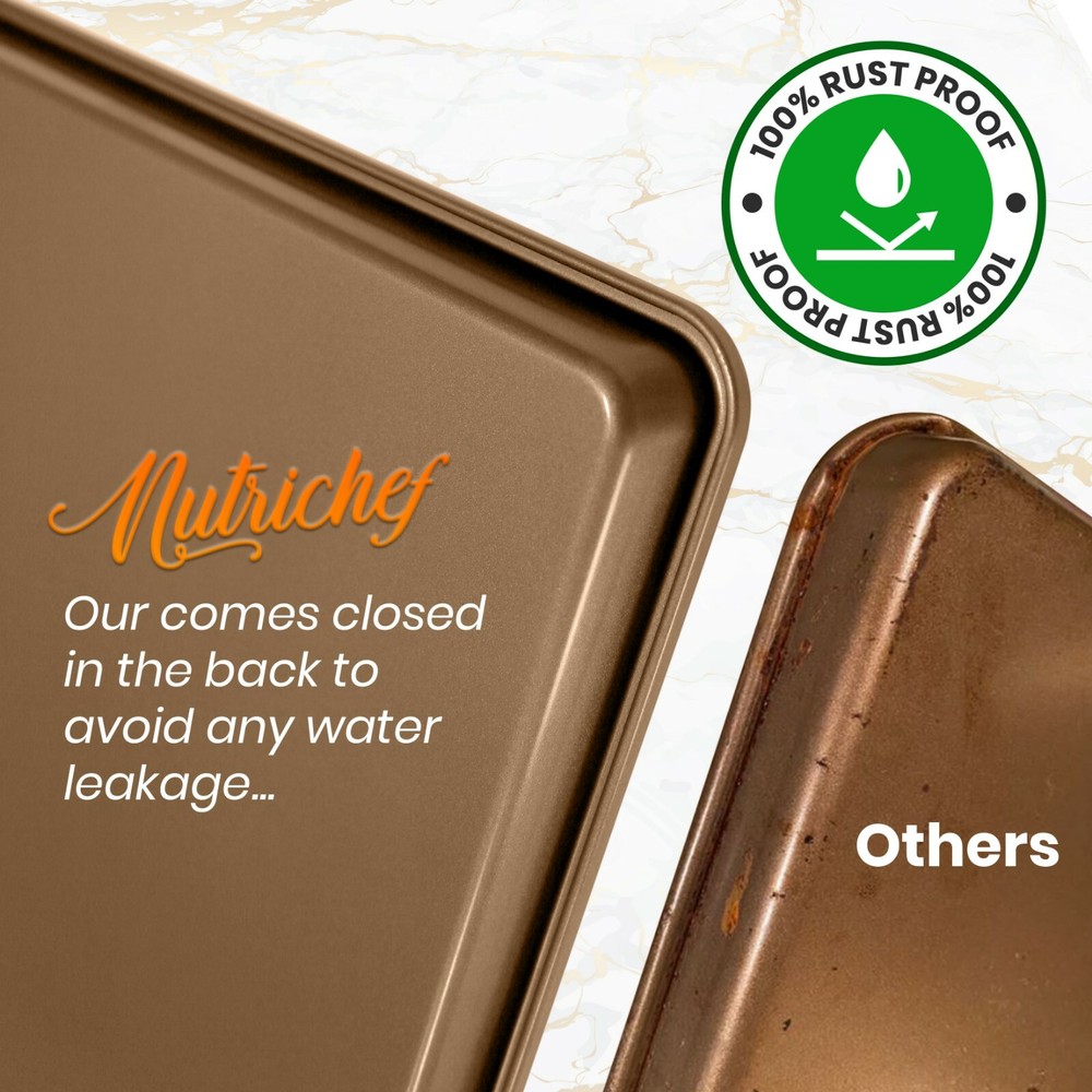 NutriChef Professional Home Kitchen Bake Pans Non-Stick Coated Layer Surface 2pc