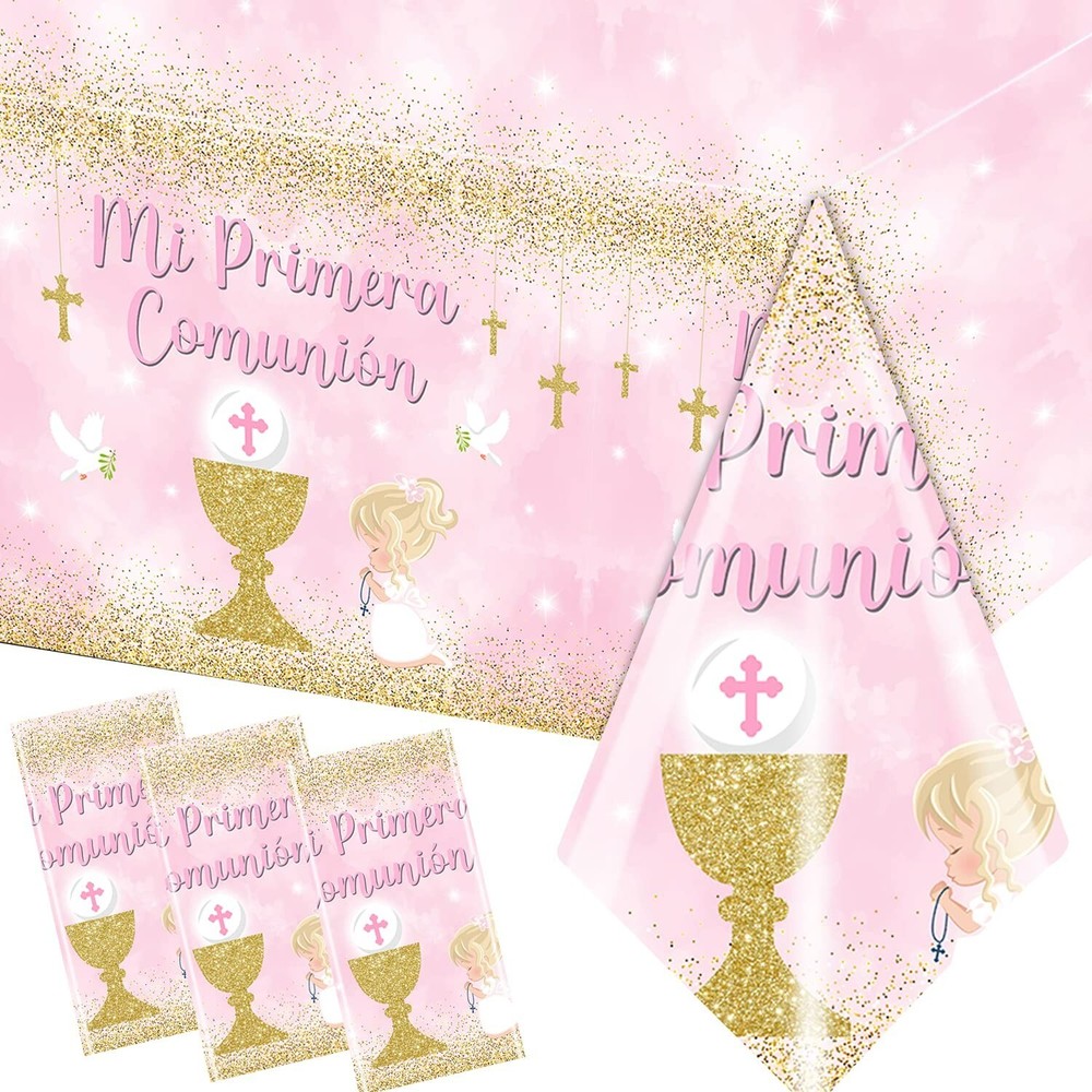 HAKOTI 3Pack Pink Baptism Tablecloths - First Communion