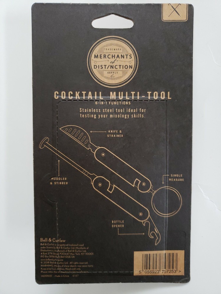 Cocktail Multi-Tool - 6-IN-1 Functions - Two Piece Set - New in Orig Pkg