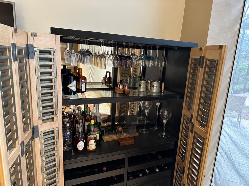 belluno rustic solid wood tall armoire bar and winery