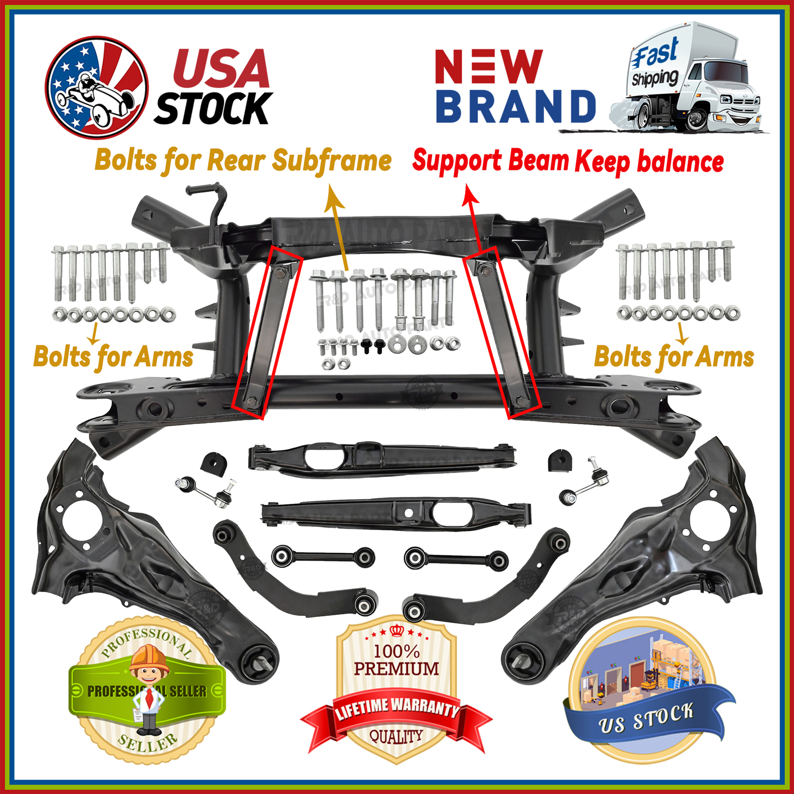 Rear Suspension Repair Kit for Dodge Caliber Jeep Compass Patriot 07-17 FWD 2WD