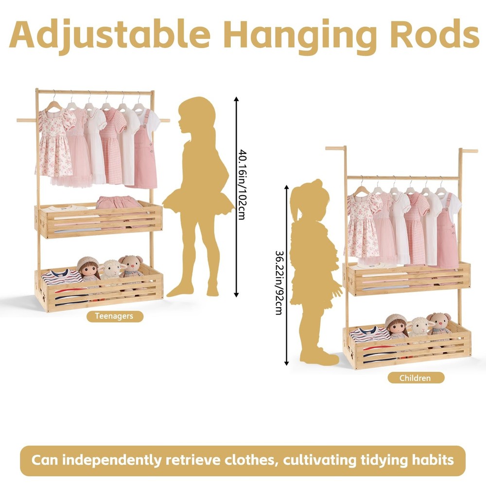 Extra Large Clothing Rack for , Pet Clothes Rack with Double Storage Baskets ...