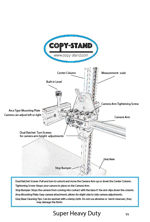SUPER Heavy Duty 36" Tall Easy Slide Macro Copy Stand ~DSLR Camera Stand