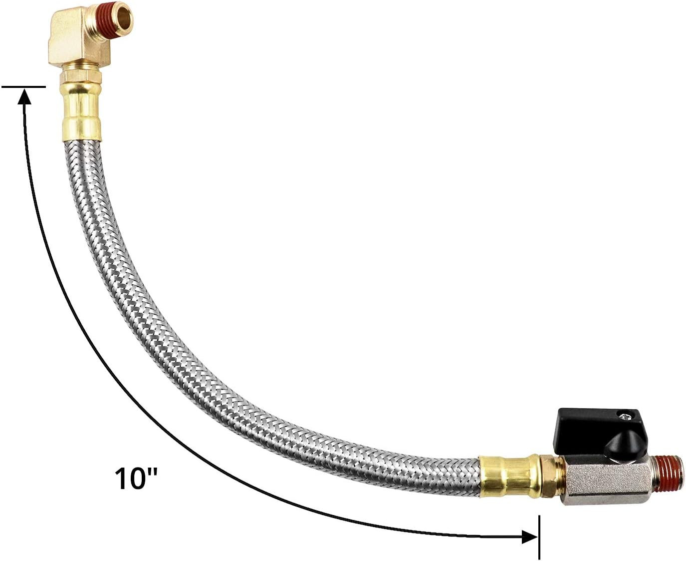 Extended Tank Drain Valve Assembly Kit for Air Compressor, Including 10 Inches A