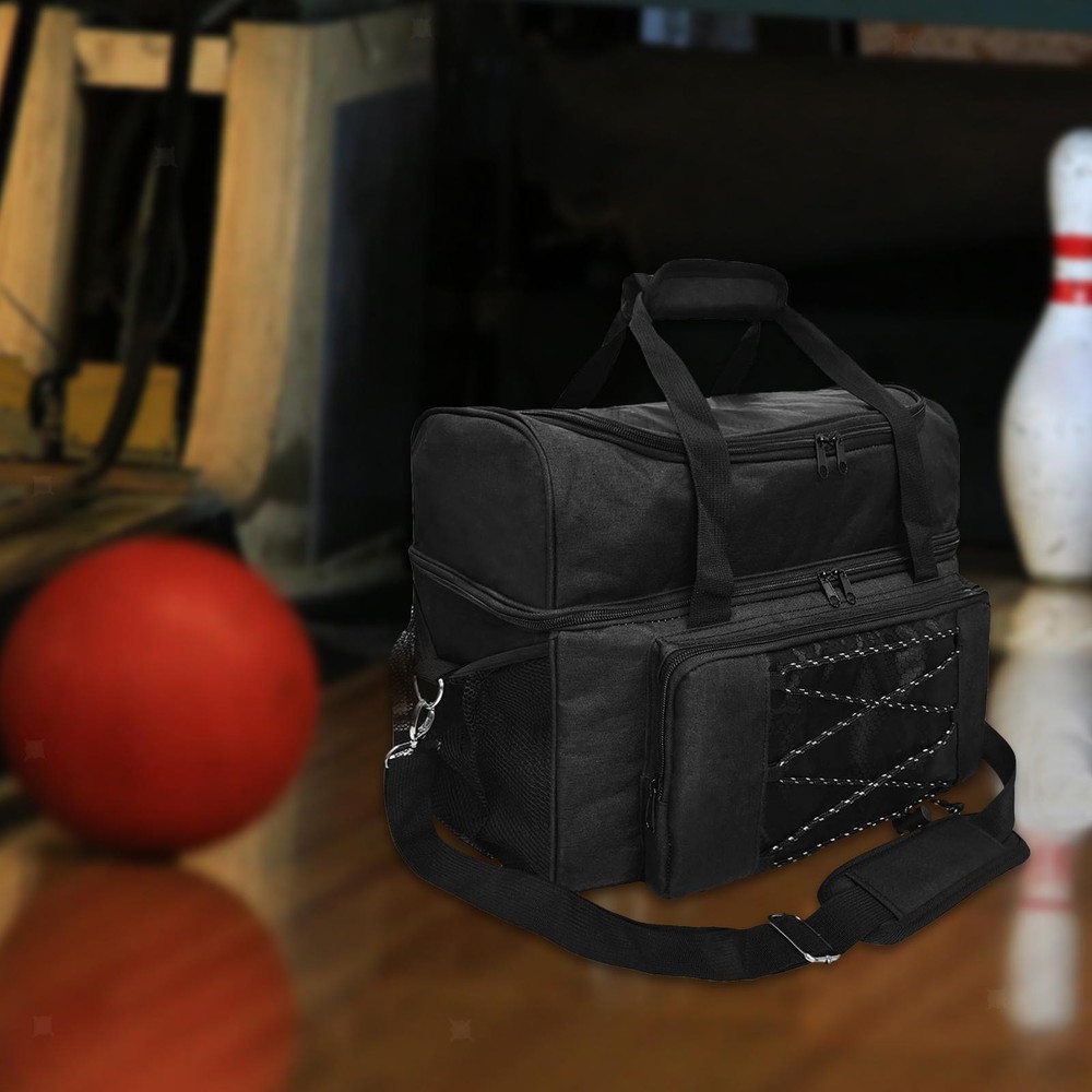Bowling Bag for 2 Balls with Divider Sturdy Container Case Practical Bowling