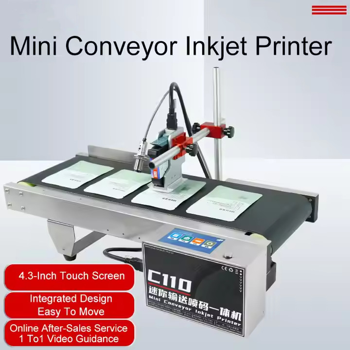 Automatic online inkjet printer prints text, batch number, barcode, brand logo