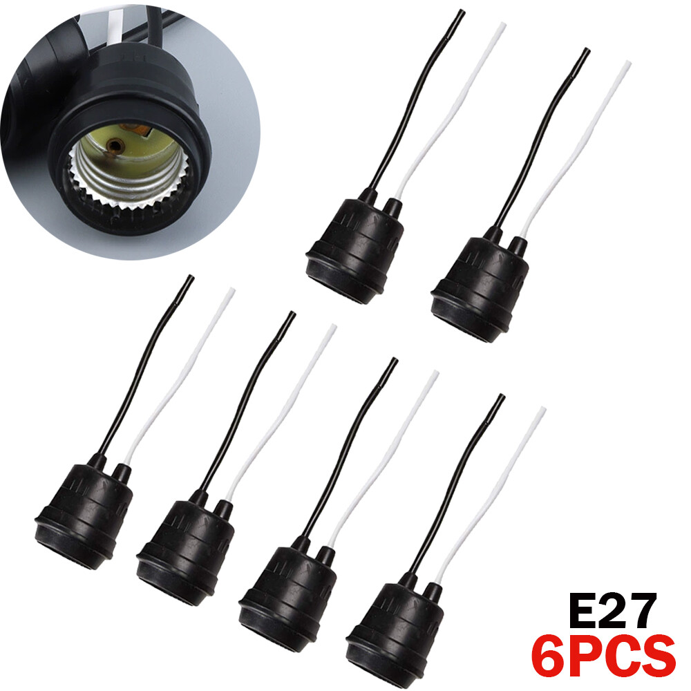 Waterproof Lamp Socket 6 Pack Black Pigtail Lamp Holder Socket E27 US