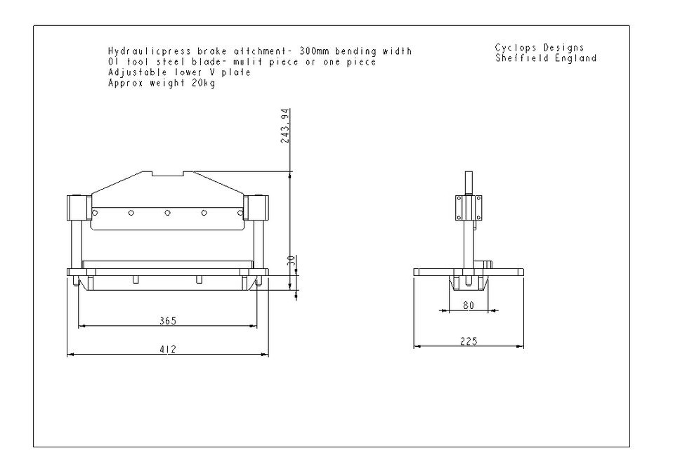 Press Brake attachment for hydraulic press- 305mm width