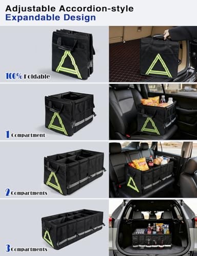 100L Car Trunk Organizer with Foldable Lid & Removable Cooler Bag, MOLLE Panel
