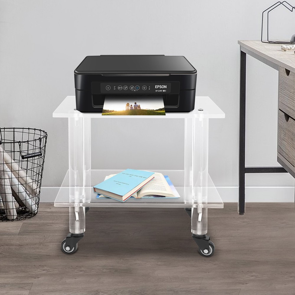 Acrylic Printer Stand Free Standing Printer Mount Clear Printer Stand W/ Wheels