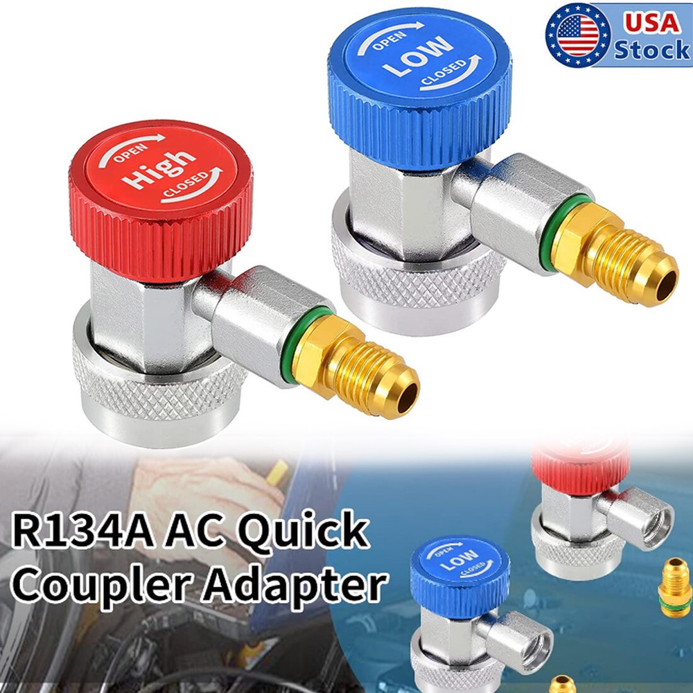 Auto AC R134a Quick Coupler Connector Adapter High Low Side 1/4" SAE HVAC