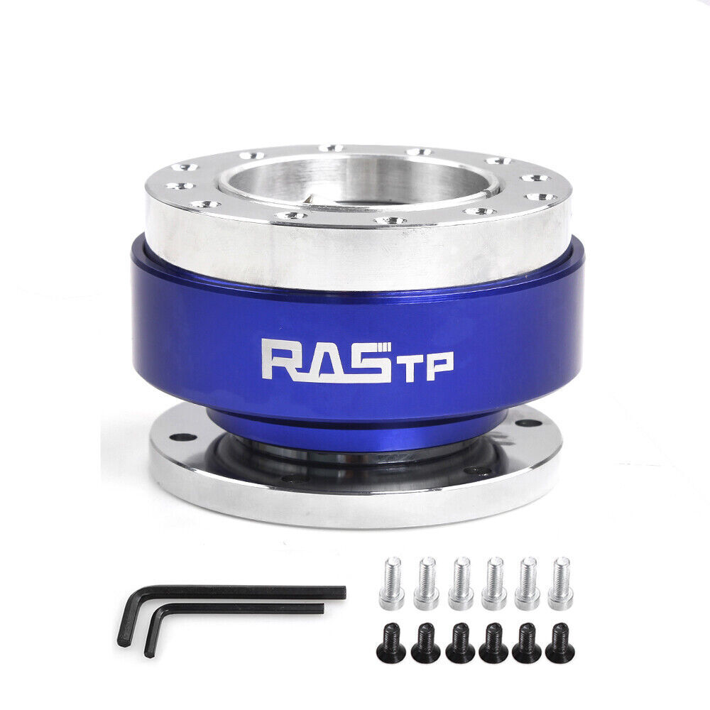 12.5" Universal Blue D Shape Racing Steering Wheel w/ Quick Release Adapter Kit