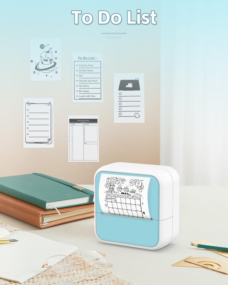 Sticker Printer - Printpods Mini with Stickers, Mini, Light Blue