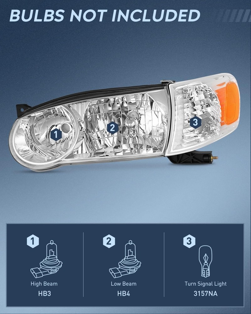 Headlight Assembly Compatible with 2001 2002 Toyota Corolla Replacement Headlam
