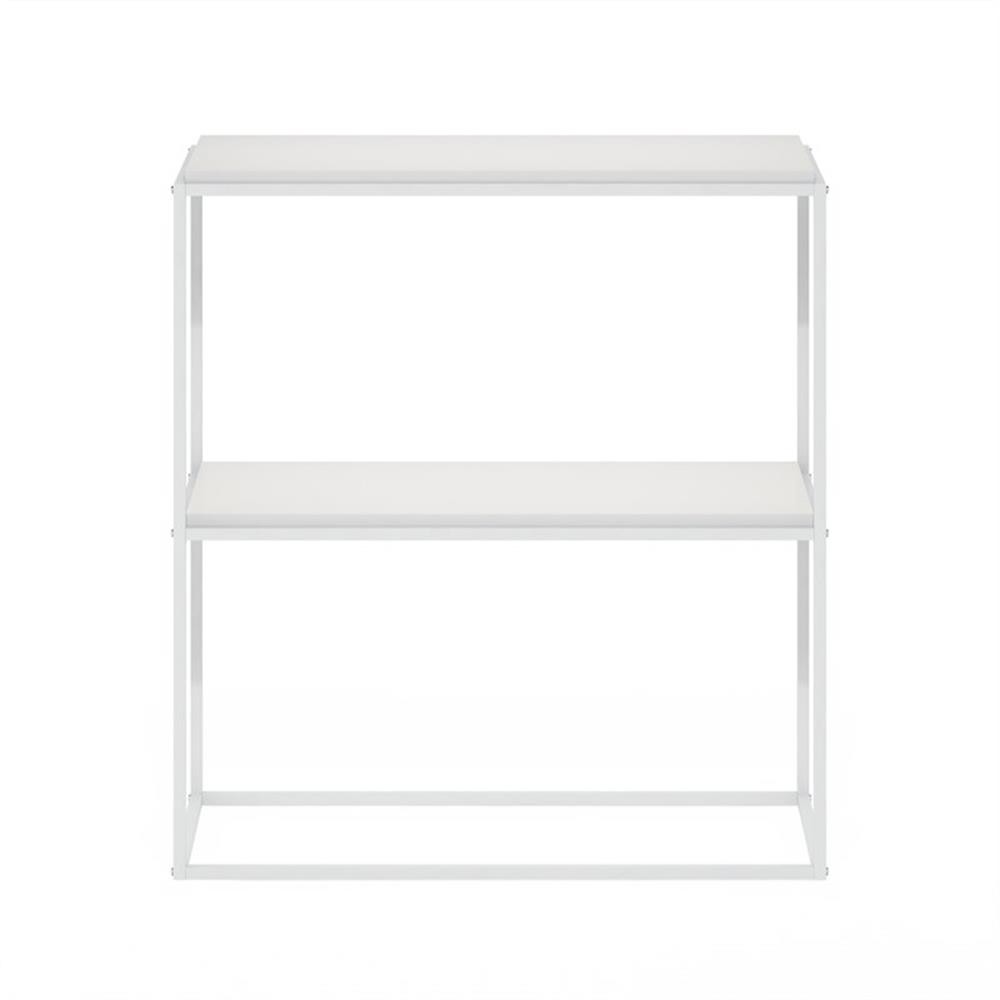 Pemberly Row Contemporary Wide Stackable Shelf in Solid White