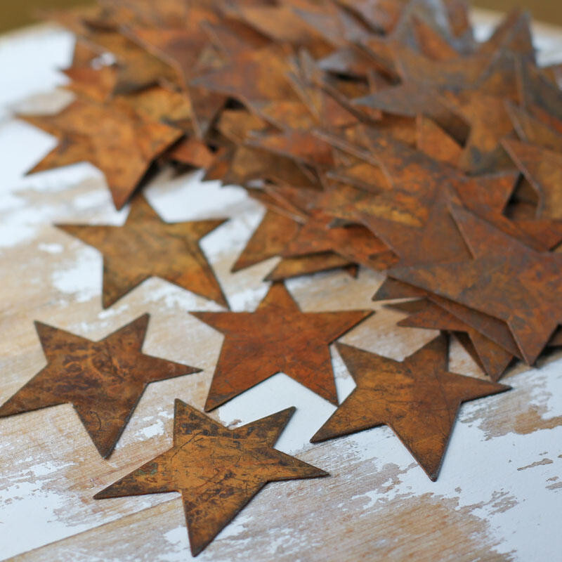 Package of 100 Bulk 2" Rusty Tin Primitive Stars