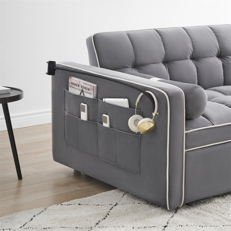 Sleeper Sofa Couch w/Pull Out Bed 55" Modern Velvet Convertible Sleeper Sofa Bed
