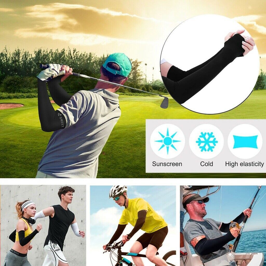 1 Pair Cooling Arm Sleeves UV Sun Protect Covers For Men Women Outside Sport US