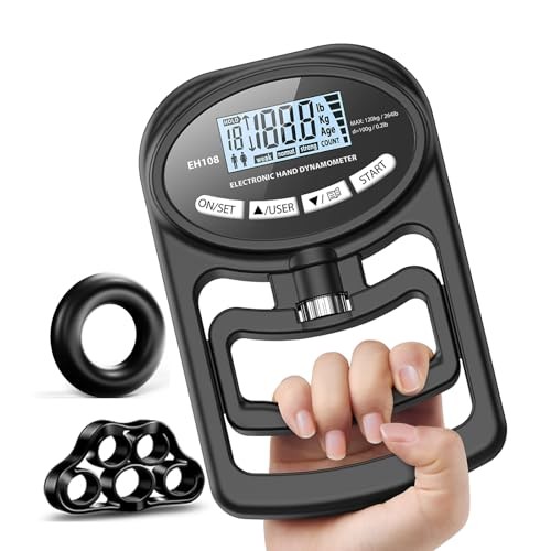 Hand Grip Strength Tester Trainer - Electronic Hand Dynamometer Forearm black