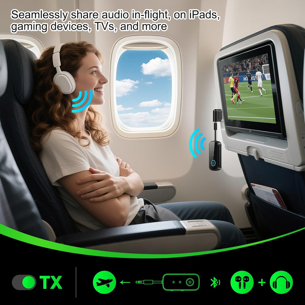 Premium Pro Bluetooth 5.4 Transmitter Receiver,Airplane Audio Adapter,Wireless T