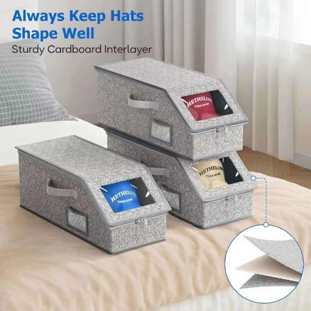 1 Stackable Hat Storage Organizer for Baseball Caps 24 Caps Hat Box with Lid