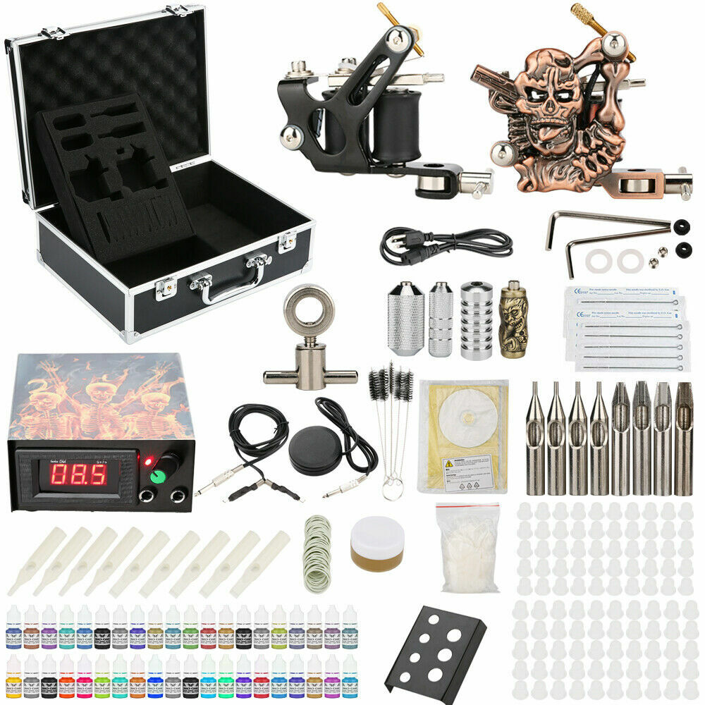 Chiitek Tattoo Kit Starter Beginner Complete Tattoo Kit Carry Case 2*Machine