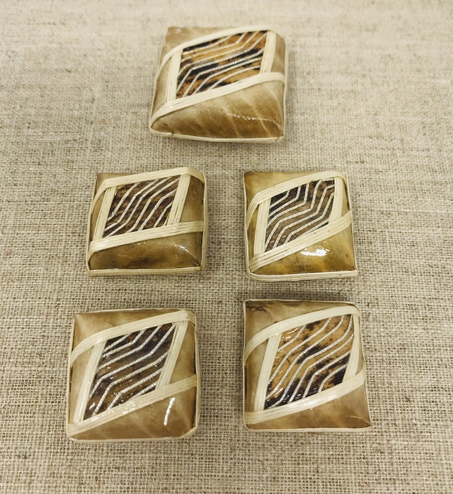 5 Button Covers Tan 1 1/4” Square Vintage 1980