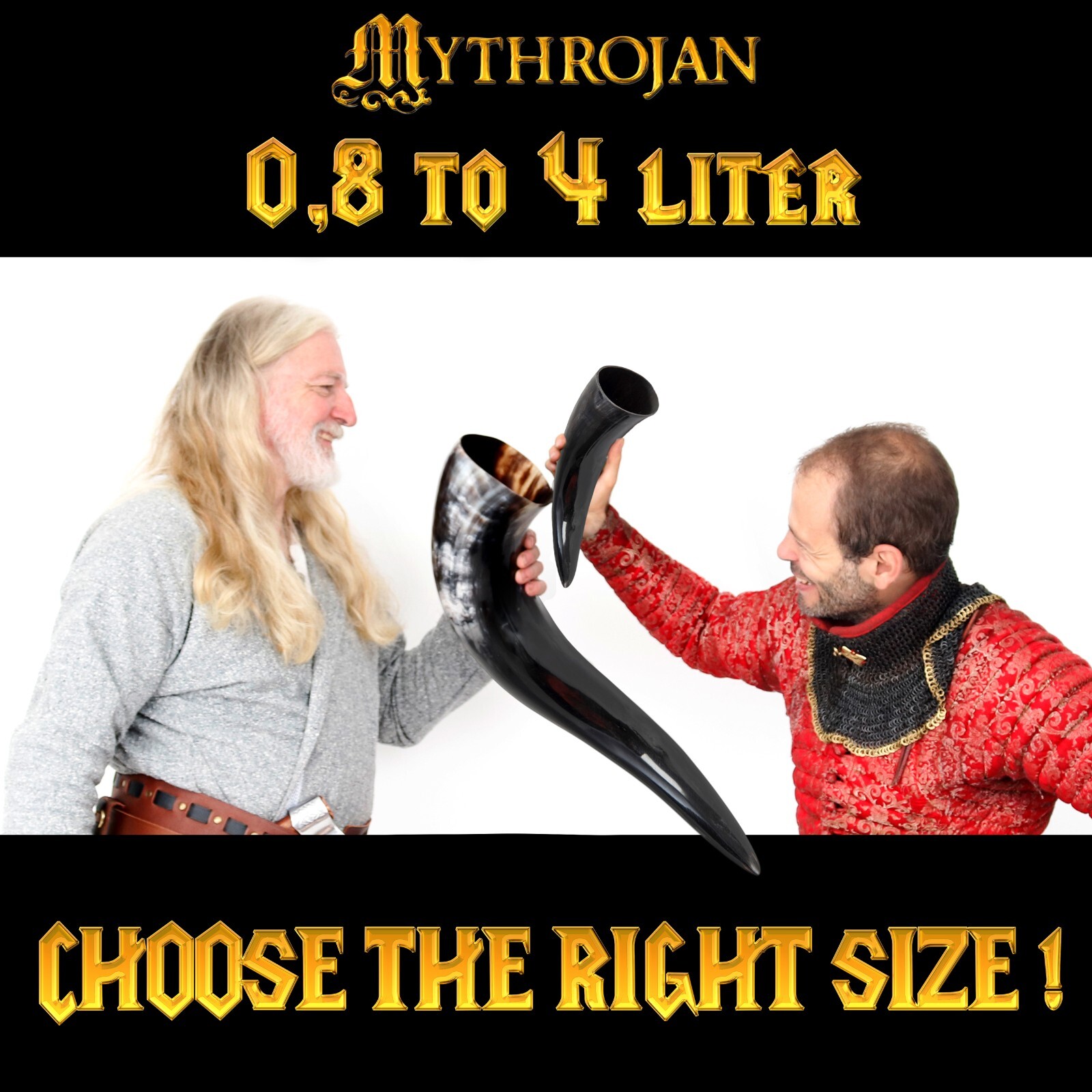 Viking Drinking Horn Mug with 4 Litre Capacity and Free Canvas Bag Medieval Ale