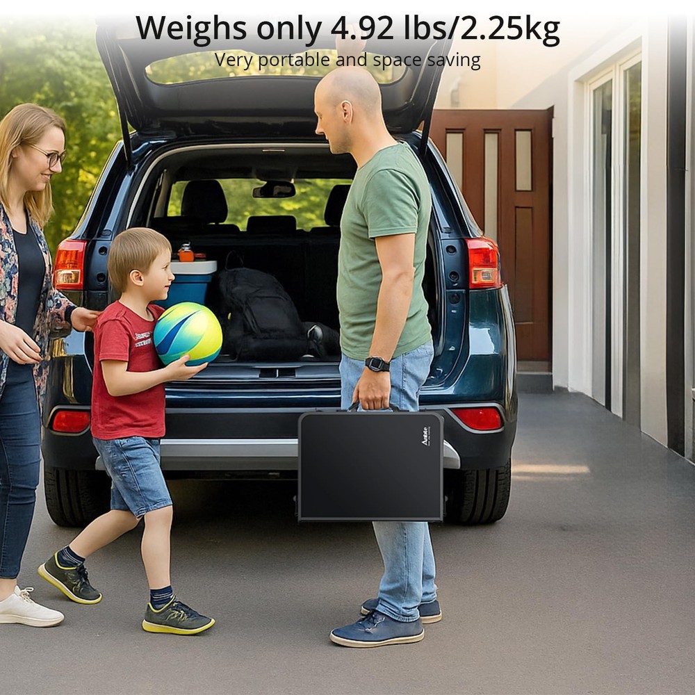 Anbte 2ft Folding Camping Table with Storage Net, 3 Adjustable Heights Small Fol