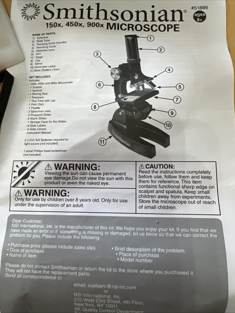 Microscope Kit Kids Ages 8+ STEM by Smithsonian