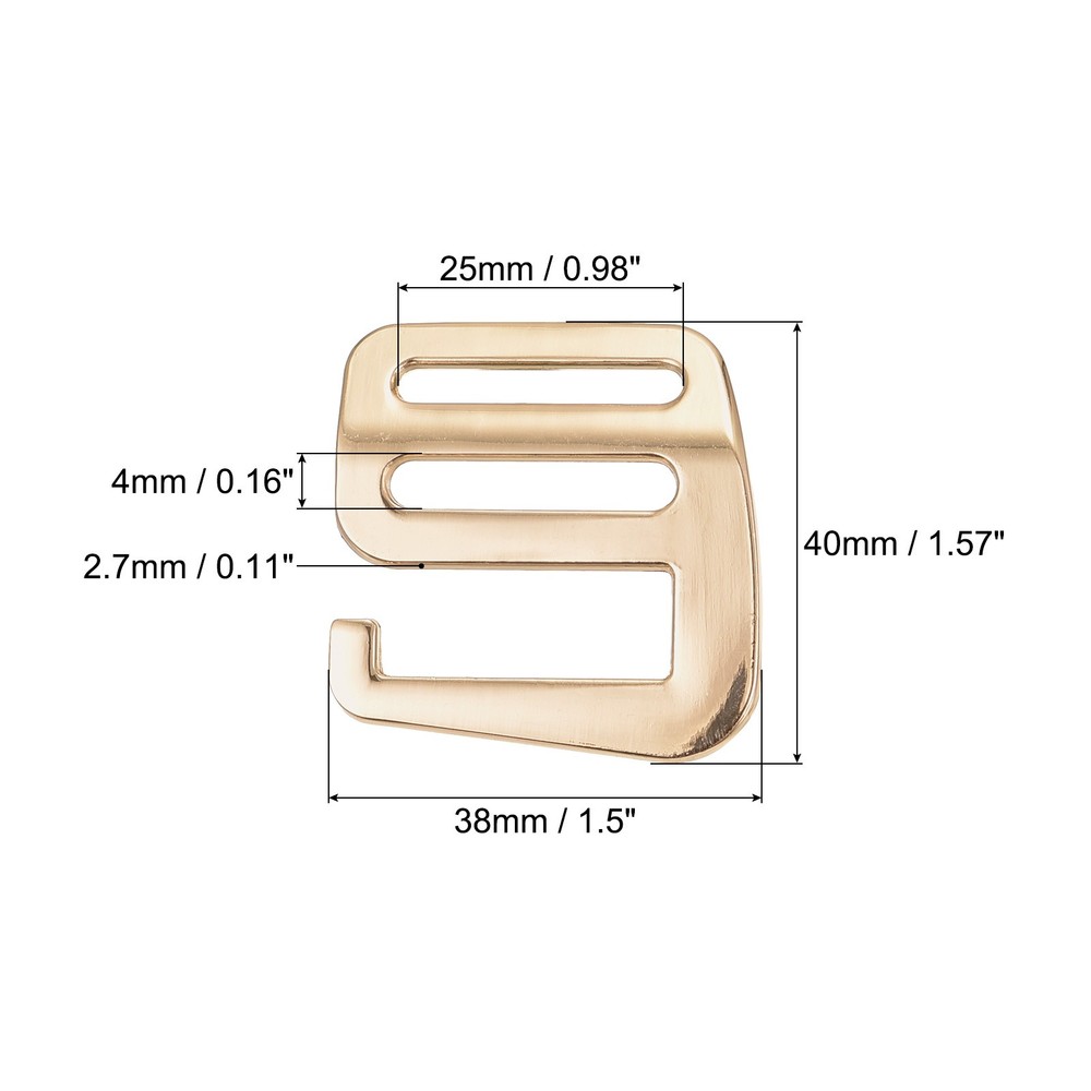 0.98" Webbing Release G Hook Buckle Adjusters for Backpack Strap, 4Pcs Gold