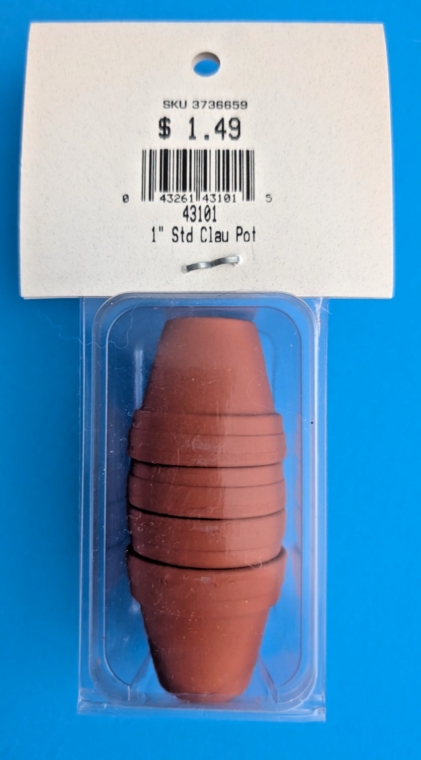 Lot of 40 Miniature Clay Terra Cotta Pots 1"; Vintage USA; NOS in Packs of 4