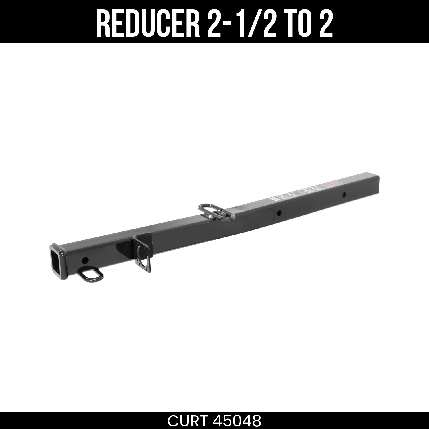 CURT Hitch Receiver Adapter, 2.5 to 2 Inch, 24-34 Extension, Heavy Duty, 45048