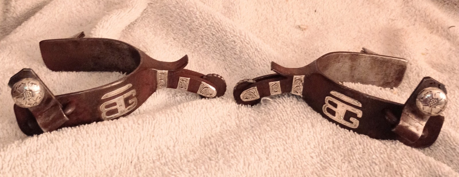 Nice Vintage Kurtis Rudelbach Hand Made Western Spurs Sterling Silver Mounted