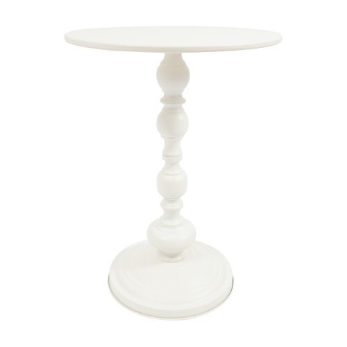 White Round End Table Sofa Side Table Retro Floor Standing Side Table