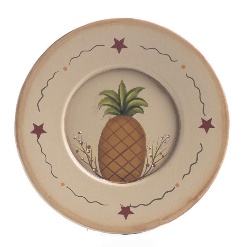 Prim Painted Pineapple Decorative Plate