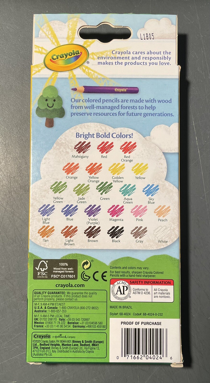 Crayola 68-4024 Long Pre-Sharpened Bright Bold Colored Pencils Pack of 24 New