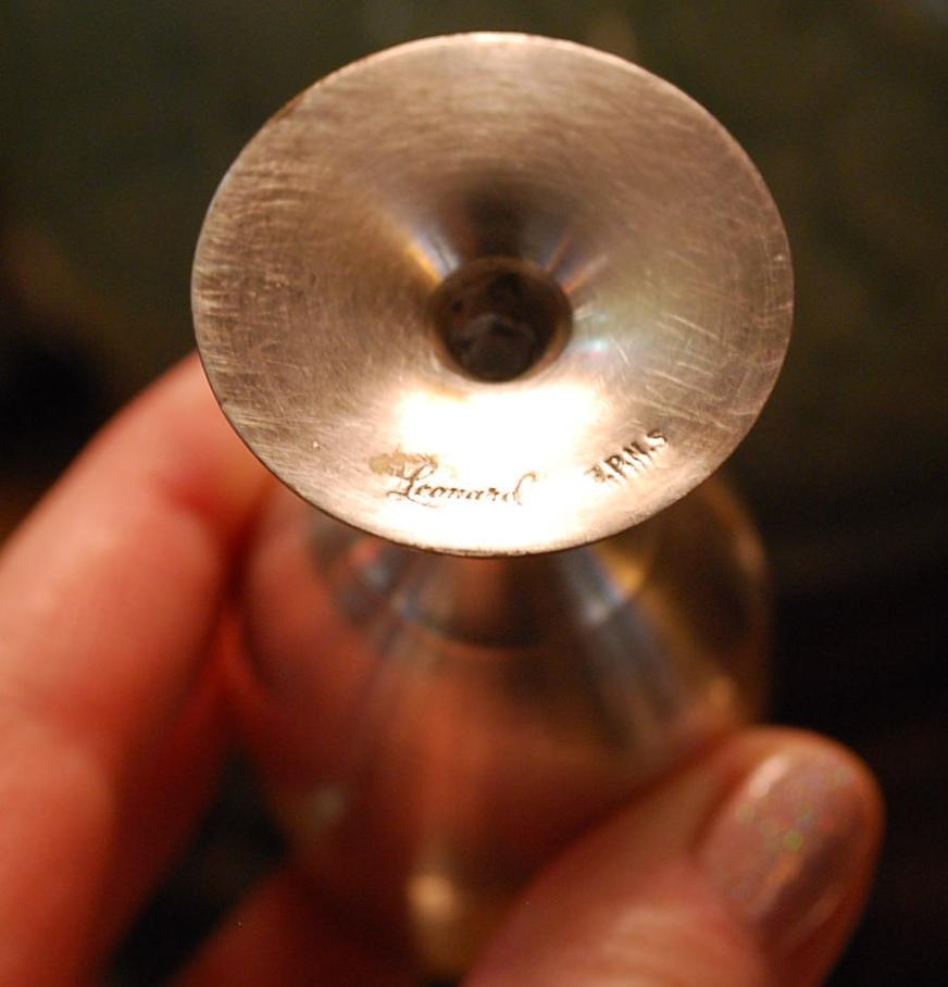 TOASTING SET Vintage LEONARD SILVERPLATE 'EPNS' Cordial Goblet 6 Cups & 1 Tray