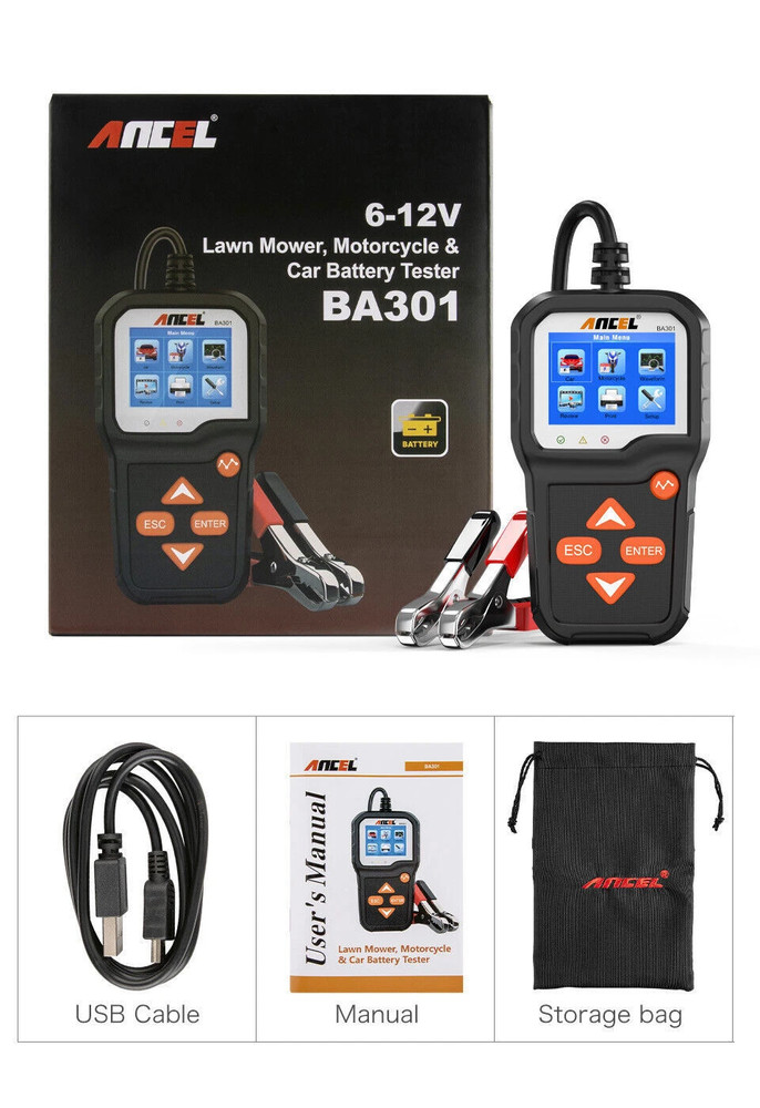 ANCEL BA301 Car Battery Tester Charging Test Load Test Analyzer Support Printer